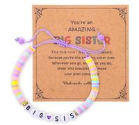 YBEATY Big Sister Bracelets Big Sis Stackable Bracelet Pink Purple Purple Rainbow Beads Bracelets Surfer Stretch Accessories Jewelry for Birthday Christmas Announcement Jewelry Daily Wear