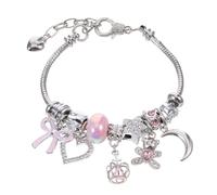 YBEATY Charm Bracelets Beaded Charm Bracelets Exquisite Cute Bracelet Adjustable Cartoon Friendship Bracelet For Wome Girls Friends Birthday Holiday Gift with Crystal Love Heart Moon Little Bear