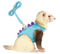 YBEATY Ferret Harness and Leash Set Small Animals Vest Harness with Safe Bell Dinosaur Shaped Leash Set for Baby Rabbit Guinea Pig Teacup Chihuahua Mouse and Other Small Pet (Blue)