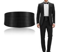 YBEATY Men's Solid Color Cummerbund Formal Satin Adjustable Cummerbund Black Tuxedo Cumberbund Adjustable Satin Black Cumberbund for Formal Events Proms Wedding Special Occassions