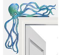 YBEATY Metal Door Frame Decoration Cute Octopus Themed Statue Home Decor Sea Monster Figurines Sitter Corner Sign Wall Sculpture Coastal Decoration for Indoor Outdoor Window Home Office Bar Bathroom