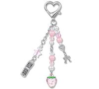 YBEATY Novelty keychains Aesthetic Keychain Charms Pink Bow Keychain Cute Star Strawberry Bow Pendant Keychains Stylish Key Chains Accessories for Women Kawaii Bag Purse Handbags Charm
