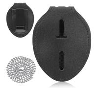 YBEATY Police Badge Holder Universal Leather Law Enforcement Badge Holder Security Belt Clip Pocket Case Metal Clip and Chain Included Oval Shape (Black)