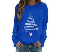 YBEBEWE Christmas Plain Pullover for Women Long Sleeve Merry Christmas T Shirts Red Wine Glass Xmas Tree Snowflake Printed Outwear Casual Warm Holiday Party Autumn Winter Sweatshirts Pullover
