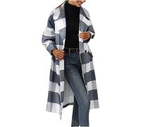 YBEBEWE Coats Jackets for Women Winter Longline Woolen Overcoat Jacket Printed Lapel Collar Long Sleeve Coats with Pockets Warm Wool Blend Fashion Windbreaker Outerwear Cardigans
