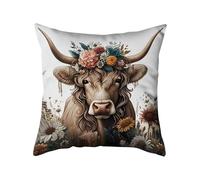 YBEBEWE Cute Animal Print Pillow Cover, Animal Embroidery Cushion Case, Fun Decoration For Living Room Sofa And Bed, Christmas Decoration, 18x18 Inches. (Calf6)