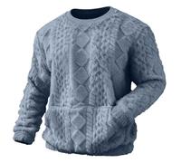 YBEBEWE Mens Zip Up Hoodie Long Sleeve Fleece Sherpa Hooded Sweatshirts Solid Knitted Fluffy Pullover Hoodies with Pocket Winter Warm Loungewear Soft Comfortable Jumper, S-3XL