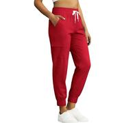 YBEBEWE Summer Trousers for Women UK UPF50+ Quick Dry Hiking Trousers Solid Color Mountain Climbing Pants with Pockets Casual Lightweight Jogger Bottoms for Summer Outdoor Sports Travel Red