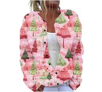 YBEBEWE Womens Christmas Cardigan Long Sleeve Merry Christmas Jumpers Xmas Tree Red Wine Glass Snowflake Printed Cardigans Soft Warm Sweatshirt Holiday Jacket Coat for Autumn Winter