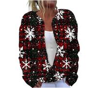 YBEBEWE Womens Christmas Cardigan Long Sleeve Merry Christmas Jumpers Xmas Tree Red Wine Glass Snowflake Printed Cardigans Soft Warm Sweatshirt Holiday Jacket Coat for Autumn Winter