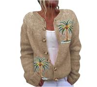 YBEBEWE Womens Christmas Cardigan Long Sleeve Merry Christmas Jumpers Xmas Tree Red Wine Glass Snowflake Printed Cardigans Soft Warm Sweatshirt Holiday Jacket Coat for Autumn Winter