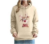 YBEBEWE Women's Christmas Pullover Sweatshirt Reindeer Red Wine Glass Xmas Tree Printed Outwear Merry Christmas Sweatshirts Long Sleeve Casual Warm Holiday Party Ugly Autumn Winter Pullover