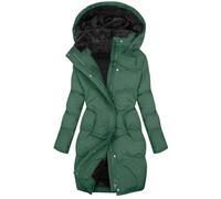 YBEBEWE Womens Coat Quilted Down Longline Puffer Parka Coat Fleece Lined Waterproof Jacket with Hood Plus Size Warm Autumn Winter Trench Coat Outwear