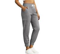 YBEBEWE Women's Hiking Trousers UPF50+ Quick Dry Hiking Trousers Solid Color Mountain Climbing Pants with Pockets Casual Lightweight Jogger Bottoms for Summer Outdoor Sports Travel Gray