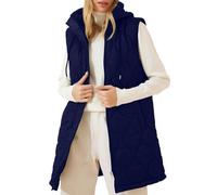 YBEBEWE Women's Sweetness Vest Puffer Jackets Longline Warm Gilets Lightweight Cozy Padded Jacket Hoodies Casual Comfy Packable Zipper Coats Transitional Quilted Waistcoat Lined for Autumn Winter UK