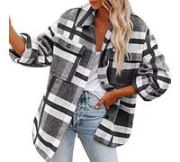 YBEBEWE Women's Winter Coats Winter Longline Woolen Overcoat Jacket Printed Lapel Collar Long Sleeve Coats with Pockets Warm Wool Blend Fashion Windbreaker Outerwear Cardigans