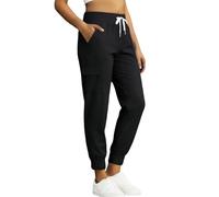 YBEBEWE Work Trousers Women UPF50+ Quick Dry Hiking Trousers Solid Color Mountain Climbing Pants with Pockets Casual Lightweight Jogger Bottoms for Summer Outdoor Sports Travel Black