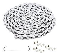 YBEKI 1-Speed Bike Chain 1/2" x 1/8" 114L - Military-Grade Silver Coated Chain with 3 QuickLinks | 11,000 PSI Tensile Strength & UK Winter-Proof | Shimano/SRAM Compatible for MTB/Road Bikes