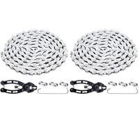 YBEKI Anti-Rust Bike Chain 6/7/8 Speed | Shimano/SRAM Compatible with 3 PowerLinks & Pro Tool Kit | EN 14872 Certified Carbon Steel Chain for UK Rain (116L 1/2"x11/128") (Pack of 2)