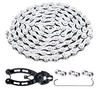 YBEKI Bicycle Chain 6/7/8 Speed - Carbon Steel 11,500 PSI, 1/2"x11/128" 116E, 3 PowerLock + Tool, Silver Anti-Corrosion 5X, Compatible Shimano HG/SRAM PC (MTB/Road)