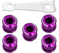 YBEKI Chainring Bolts for Road MTB Bicycle Single and Double Chainring With Mounting Wrench (Purple, Double)
