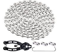 YBEKI Premium Carbon Steel Bike Chain 9/10/11/12 Speed | Shimano/SRAM Compatible with 3 PowerLinks & Pro Chain Tool | Anti-Rust Silver Plating for UK Weather (116 Links 1/2"x11/128") (balck 12 Speed)