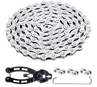 YBEKI Premium Carbon Steel Bike Chain 9/10/11/12 Speed | Shimano/SRAM Compatible with 3 PowerLinks & Pro Chain Tool | Anti-Rust Silver Plating for UK Weather (116 Links 1/2"x11/128") (Silver 9 Speed)