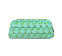 YBGHDAA 3D Palm Tree Printing School Leather Pencil for Boys Girls Senior Leather Cosmetic Case Makeup Bag with Zipper