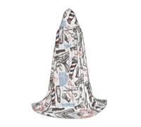 YBGHDAA Barber Supplies Pattern Teen Hooded Cape Cloak For Cosplay Halloween Party Witch Vampire Wizard Masquerade Ball Costume