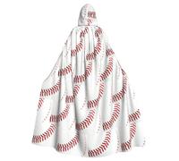 YBGHDAA Baseball Lace Close Up Printing Adult Halloween Hooded 57.8 Inches Role Playing Vampire Cloak Great For Themed Parties