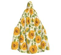 YBGHDAA Beautiful Yellow Sunflower Printing Adult Halloween Hooded 57.8 Inches Role Playing Vampire Cloak Great For Themed Parties