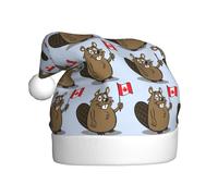 YBGHDAA Beaver Printing Adult Plush Christmas Hat With White Pom Pom Annual Ceremonies Caps Stage Performances Cap