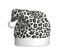 YBGHDAA Black Leopard Print Printing Adult Plush Christmas Hat With White Pom Pom Annual Ceremonies Caps Stage Performances Cap
