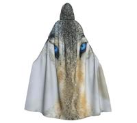 YBGHDAA Blue Eyes Wolf Cloak With Hood Cape,Hooded Cape Full Length Robe For St. Patrick'S Day,Halloween Dress-Up