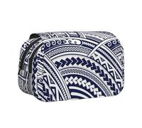 YBGHDAA Blue Polynesian Maori Tribal Pattern Printing Pencil Case Gel Pens Holder Organizer Bag Portable Artist Painting Pencil Pouch
