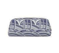 YBGHDAA Blue Polynesian Maori Tribal Pattern Printing School Leather Pencil for Boys Girls Senior Leather Cosmetic Case Makeup Bag with Zipper