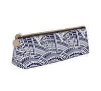 YBGHDAA Blue Polynesian Maori Tribal Pattern Printing School Pencil Case Holder Triangular Cute Pen Marker Pouch for Boys and Girls Gift