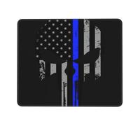 YBGHDAA Blue Stripe Stars Skull Thick Mouse Pad Desk Mat, Precise Stitch Lock Edge Non-Slip Design For Pc Console Work Study