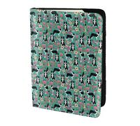 YBGHDAA Border Collie Florals Printing Passport Holder Travel Must Have for Women Men Card Passport Wallet Fit All Standard Passports