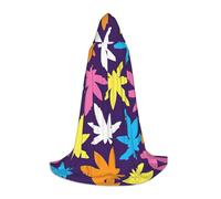YBGHDAA Bright Colorful Weed Pattern Teen Hooded Cape Cloak For Cosplay Halloween Party Witch Vampire Wizard Masquerade Ball Costume