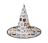 YBGHDAA Cat And Dog Faces Bulldog Beagle Labrador Printing 2 Pack Halloween Hat Witch Hats For Parties Foldable Lightweight Role Playing Caps For Cosplay