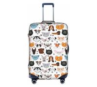 YBGHDAA Cat and Dog Faces Bulldog Beagle Labrador Printing Suitcase Cover with Zipper, Handle Holes,Elastic Material Keeps Luggage Closed,Ideal for Travel