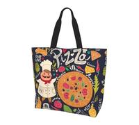 YBGHDAA Chef Pizza Minimalist Printed Tote Bag For Women, Large Capacity Shoulder Bags, Lightweight Handbag For Work, College, Travel