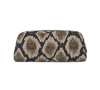 YBGHDAA Classic Snake Skin Printing School Leather Pencil for Boys Girls Senior Leather Cosmetic Case Makeup Bag with Zipper