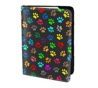 YBGHDAA Colorful Dog Paw Print Black Printing Passport Holder Travel Must Have for Women Men Card Passport Wallet Fit All Standard Passports