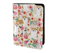YBGHDAA Corgi Floral Flowers Spring Garden Printing Passport Holder Travel Must Have for Women Men Card Passport Wallet Fit All Standard Passports