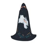 YBGHDAA Cute White Rabbit Teen Hooded Cape Cloak For Cosplay Halloween Party Witch Vampire Wizard Masquerade Ball Costume