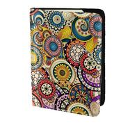 YBGHDAA Ethnic Circles Floral Pattern Printing Passport Holder Travel Must Have for Women Men Card Passport Wallet Fit All Standard Passports