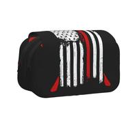 YBGHDAA Firefighter American Flag Printing Pencil Case Gel Pens Holder Organizer Bag Portable Artist Painting Pencil Pouch