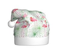 YBGHDAA Floral Flamingo Botany Printing Adult Plush Christmas Hat With White Pom Pom Annual Ceremonies Caps Stage Performances Cap